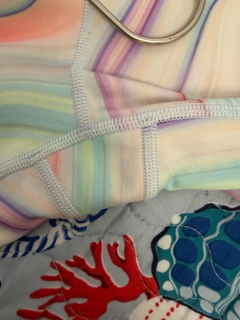 Athleta Multicolor Wavy Stripe High-Rise Bike Shorts women’s size Medium - Picture 3 of 4
